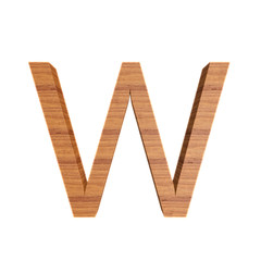 Capital wooden letter W isolated on white background, font for your design, 3D illustration
