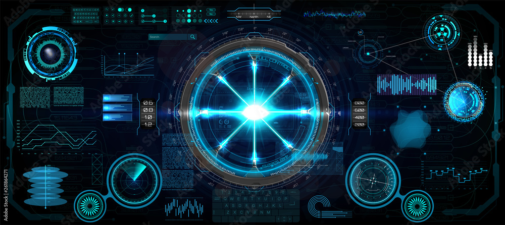 Aufkleber head-up interface set for gui, ui, ux design. hud style, technology elements set (space, dashboard, 