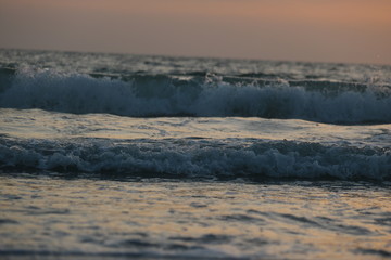 waves in sunset