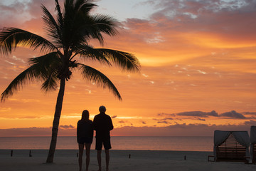 Gazing at gorgeous beach sunrise