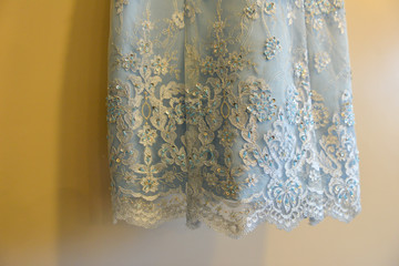 wedding dress, blue dress, dress hem, embroidered hem, debutante dress, making of, background image