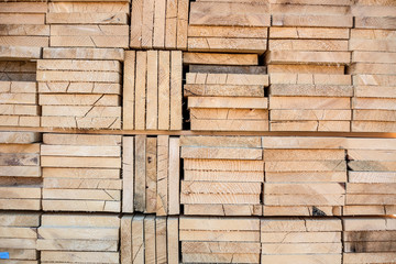 Sawmill.Wooden products cut out on sawmill, complex and awaiting distribution for markets