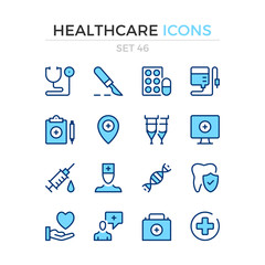 Healthcare icons. Vector line icons set. Premium quality. Simple thin line design. Modern outline symbols, pictograms.