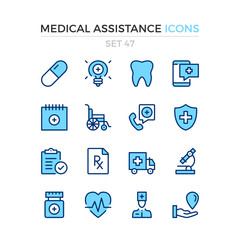 Medical assistance icons. Vector line icons set. Premium quality. Simple thin line design. Modern outline symbols, pictograms.