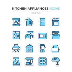Kitchen appliances icons. Vector line icons set. Premium quality. Simple thin line design. Modern outline symbols, pictograms.
