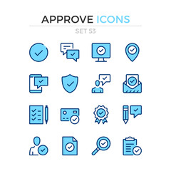 Approve icons. Vector line icons set. Premium quality. Simple thin line design. Modern outline symbols, pictograms.