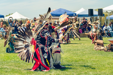Native American Male Dancers at Pow-Wow in Malibu, California