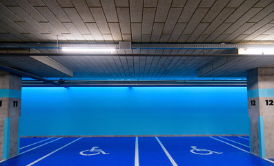 underground parking lot for disabled persons