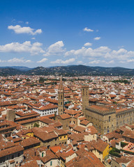Aerial view of buildings and the city of Florence, Italy