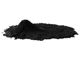 Pile black sand isolated on white background. Sand dune with clipping path. Sand dunes isolated on...