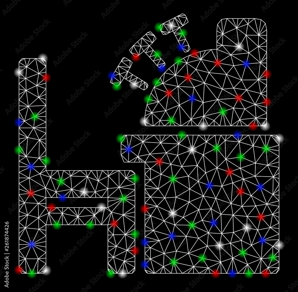 Aufkleber bright mesh accounting office with glare effect. white wire carcass polygonal mesh in vector format 