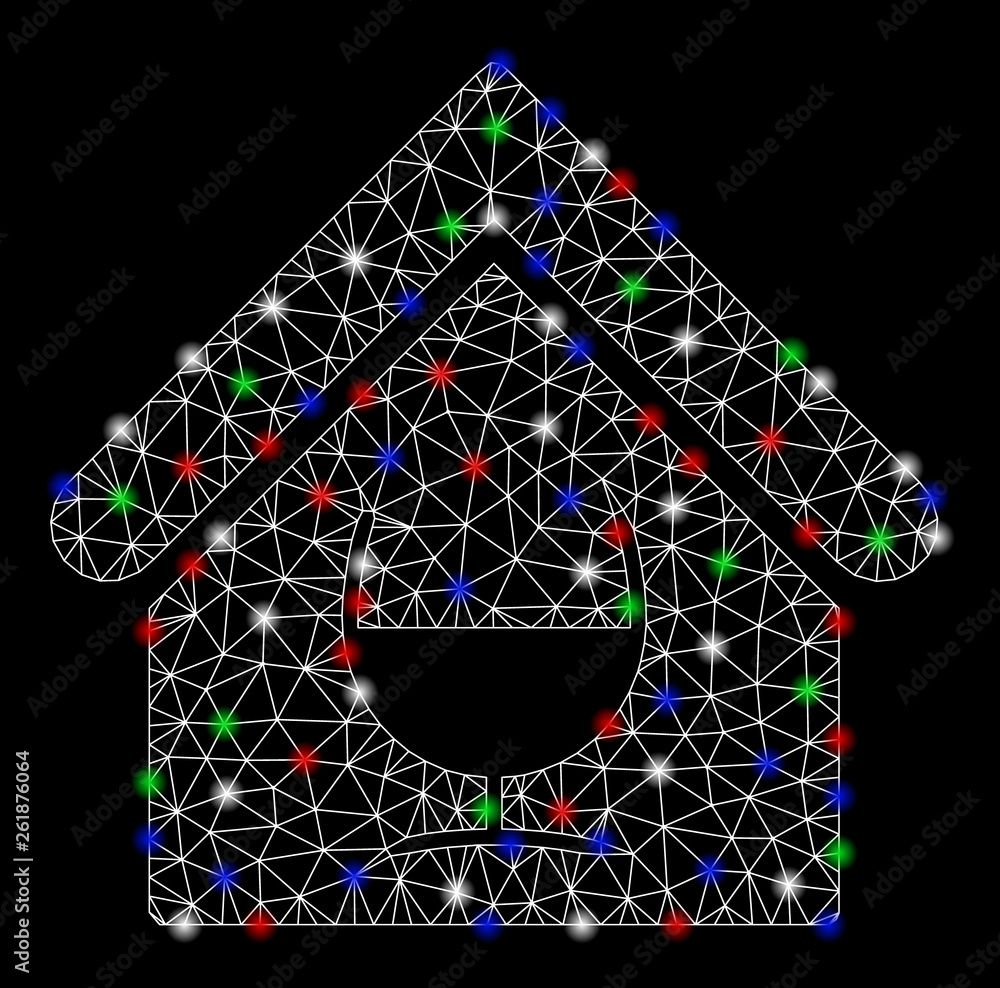 Poster bright mesh alcohol bar with glare effect. white wire carcass polygonal mesh in vector format on a b