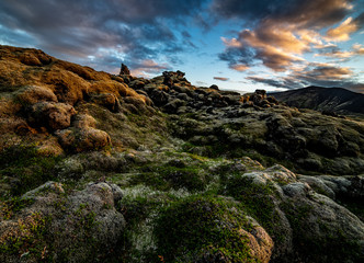 Icelandic moss blankets the landscape of this Norse country. The scene looks like it came straight out of Valhalla. Mossy texture cascades much of the Nordic countryside between Reykjavík and Vik.