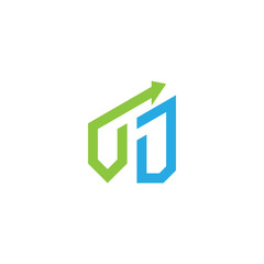 initial letter logo with growing arrows