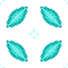 Blue Geometric Watercolor. Seamless Pattern.Surface Ornament.