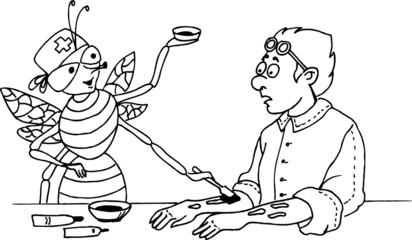 caricature. bee. beekeeping. illustration 059