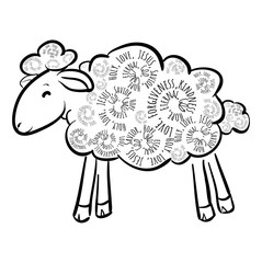 Christian sheep - decor sheep with text in curls
