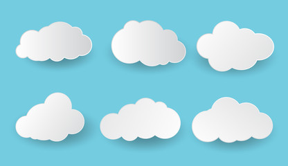 clouds paper style, vector illustration