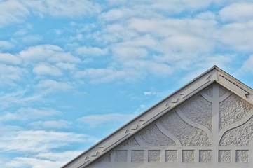 Top roof line shapes and patterns of a art deco residential home