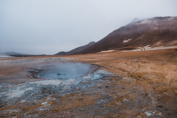 amazing Nordic landscape, Iceland. Hot water lake
