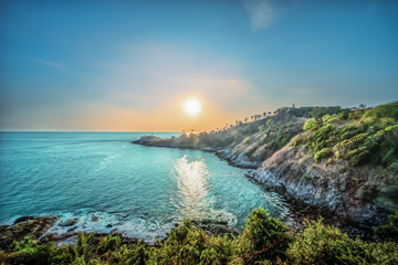 sunset at beautiful Promthep Cape Phuket Thailand