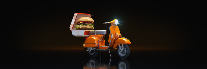 Hamburger Delivery. 3d rendering