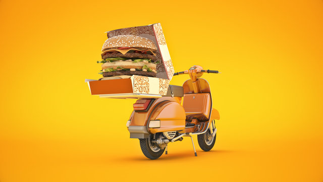 Hamburger Delivery. 3d rendering