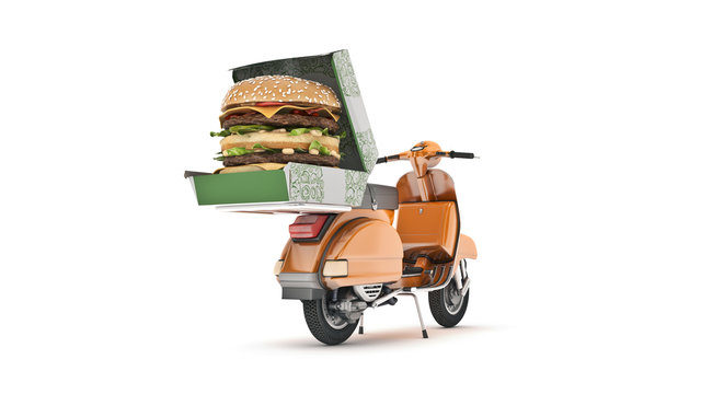 Hamburger Delivery. 3d rendering