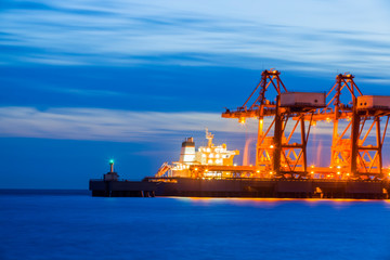 cargo terminals in the evening