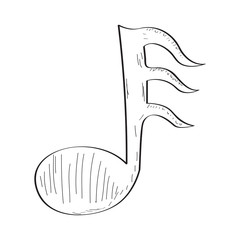 Isolated comic sixty-fourth note sketch. Vector illustration design