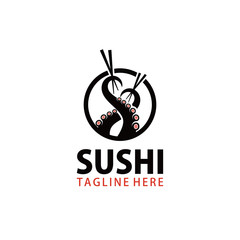 sushi & octopus logo, japan food & restaurant logo