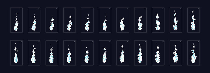 smoke animation sprite sheet or animation frames icons. Use in game, motion graphic, animation or something else. Vector illustration.