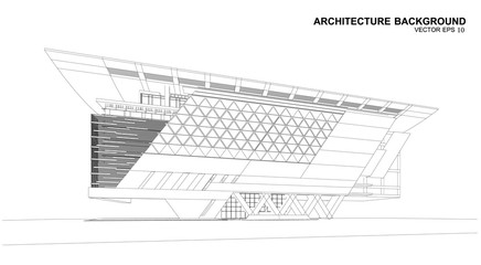 3d wireframe of building. sketch design.
