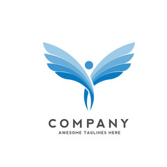 abstract people with wings logo concept, abstract people active sport logo