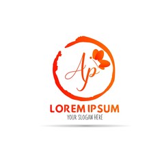 initial letters woman face in butterfly circle logo 