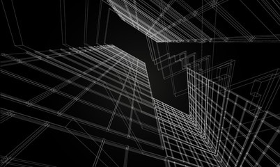 Abstract design. Modern architecture wireframe space