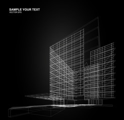 Abstract design. Modern architecture wireframe space