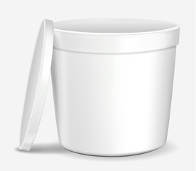 White Tub Paint Plastic Bucket Container. Plaster, Putty, Toner. Ready For Your Design. Product Packing Vector EPS10 - Vector