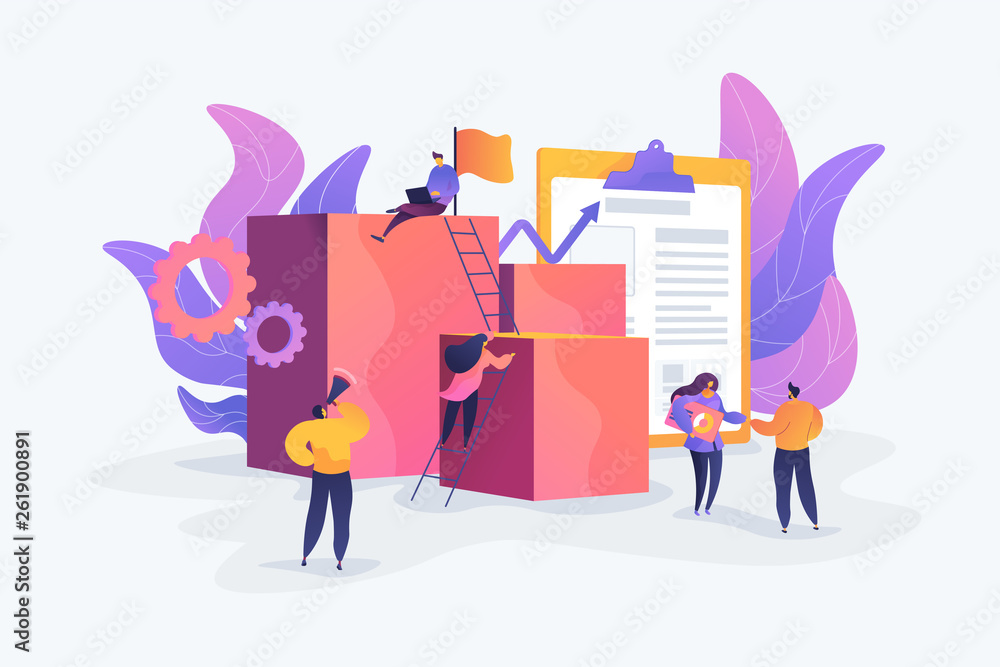 Canvas Prints project management, business analysis and planning, waterfall project management concept. vector iso