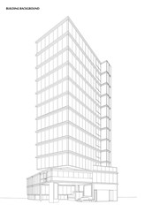 3d wireframe of building. sketch design. 