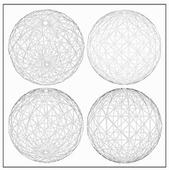 Wireframe spheres. 3d