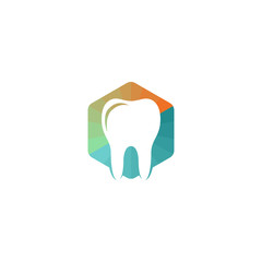 polygon tooth logo icon. colorful hexagon sign.  Dentist Logo tooth shape design vector template. Dental Clinic sign . Implant icon.