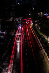 Fototapeta na wymiar Long exposure of traffic at night in Georgetown, Penang, Malaysia.