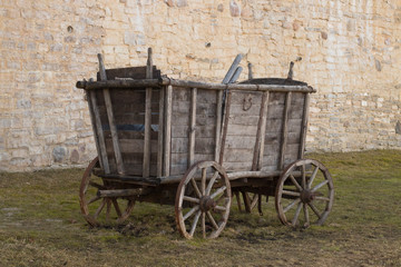 Plakat old-style wooden wagon
