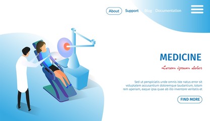 Medicine Horizontal Banner. Girl in Medical Chair.