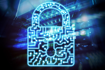 Cyber Security lock icon Information Privacy Data Protection internet and Technology concept.