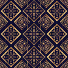 Luxury royal pattern seamless vector. Golden arabesque tile background. Oriental border design for beauty spa, wedding party, yoga wallpaper, gift packaging, wrapping paper, backdrop.