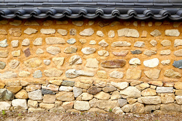 the ancient houses and stone walls of Korea