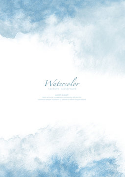 Light Blue Watercolor Texture Background, Copy Space For Text.