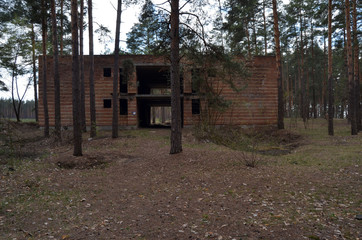 Totally marauded and vandalised sanatorium near the road to Chernobyl Area.  Kiev region. 